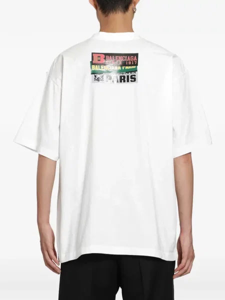Tricou Balenciaga cu imagine alb