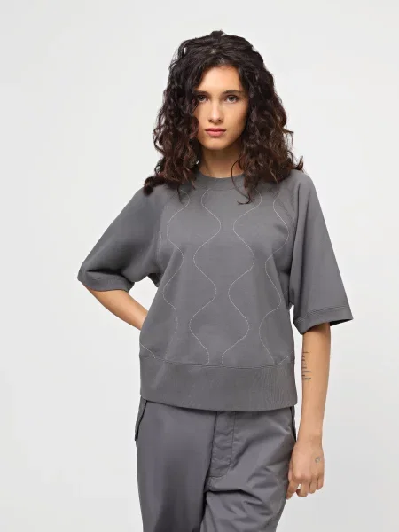 Світшот Alpha Industries Short Sleeve Quilted Sweatshirt W сірий