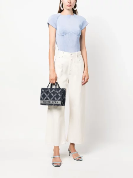 Žakardinė rankinė Michael Michael Kors mėlyna