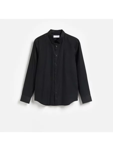 Reserved Košile slim fit s vysokým podílem bavlny černý