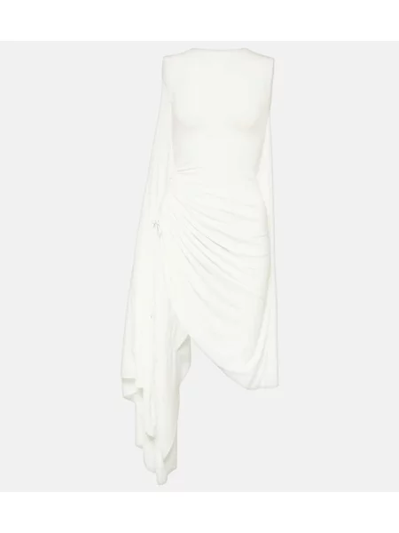 Sukienka Alaïa z dżerseju asymetryczna drapowana biała