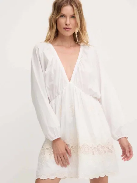 Answear Lab sukienka mini rozkloszowana biały