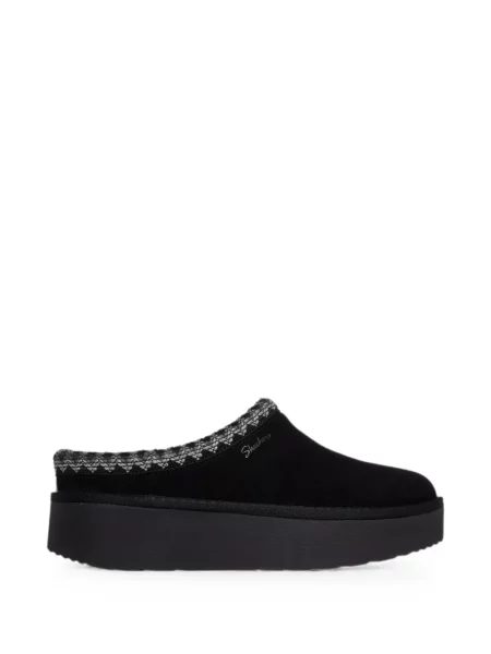 Papuci de casă Skechers cu broderie cu platformă negru