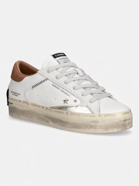 Crime London DISTRESSED PLATFORM sneakers pentru femei din piele alb