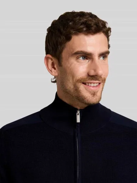 Kardigan rozpinany w kroju regular fit z czystej bawełny Tom Tailor granatowy