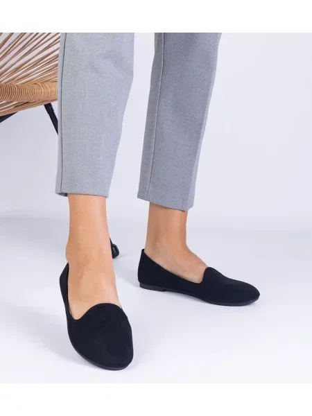 Balerini D/ceo din piele de căprioară negru