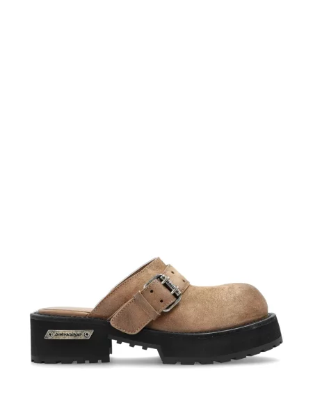 Papuci tip mules Balenciaga din piele cu cataramă