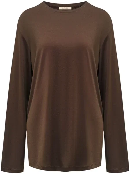 Tricou 12 Storeez de mătase lung maro