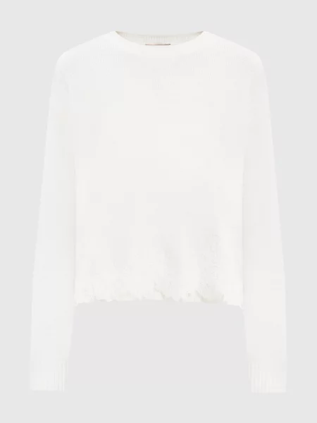Джемпер з вовною ангори з мереживом Twinset білий