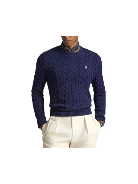 Sweter z wyhaftowanym logo Ralph Lauren granatowy