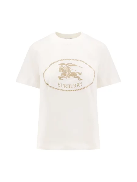Haftowana koszulka Burberry beżowa