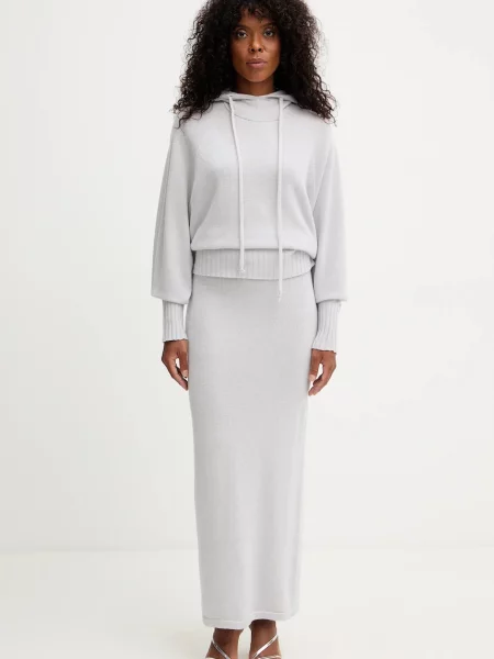 Twinset spódnica wełniana maxi prosta szary