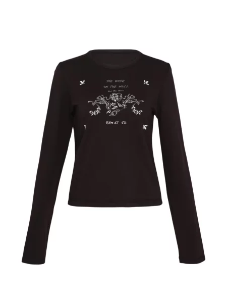 Lung tricou Renli Su cu imagine negru