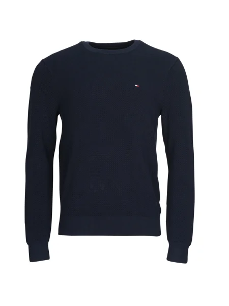 Pulover Tommy Hilfiger cu decolteu în U albastru