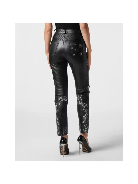Długie spodnie Philipp Plein z wzorem paisley czarne