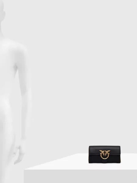 Pinko портфейл дамски от кожа черно