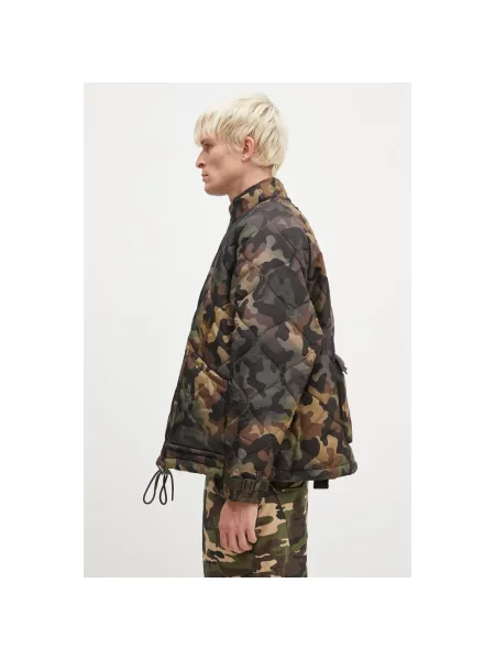 Andersson Bell kurtka Multi-Pocket Camouflage Quilted Jumper przejściowa oversize zielony