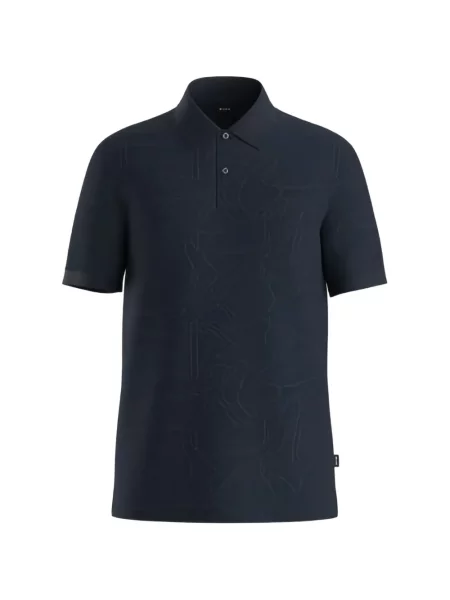 Tricou polo Boss cu model floral albastru