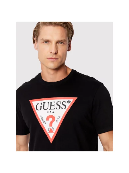Guess T-Shirt Regular Fit μαύρο