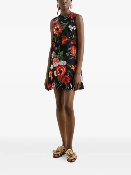 Φλοράλ κοστούμι μίνι φόρεμα Dolce & Gabbana με σχέδιο μαύρο