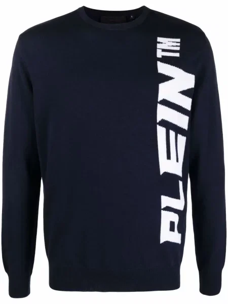 Pulover Philipp Plein cu imagine albastru