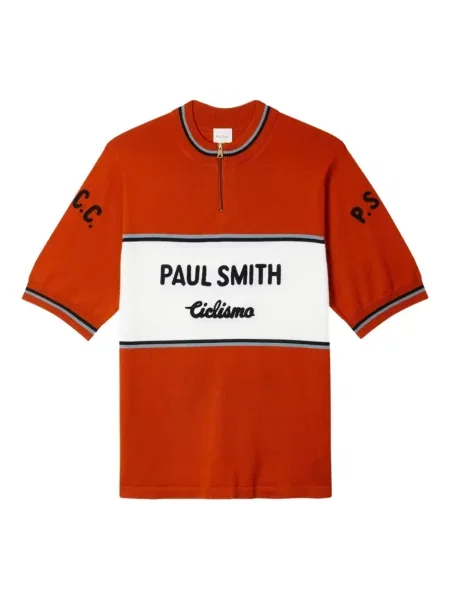 Вълнен пуловер Paul Smith на райета оранжево