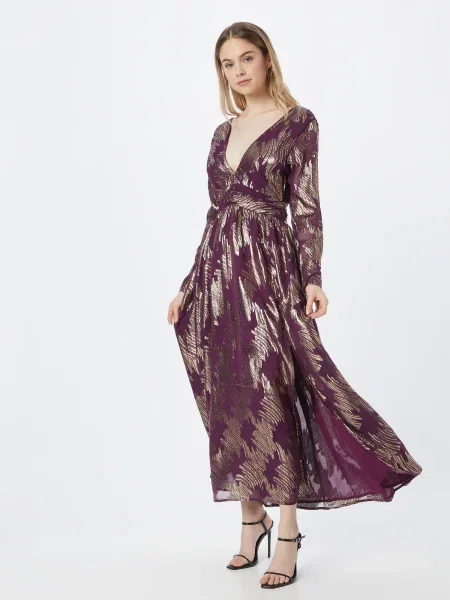 Warehouse Rochie auriu / mov vânătă