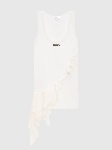 Майка Alexander Mcqueen с рюшами белая