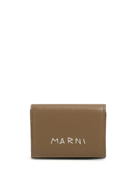 Portofel Marni cu broderie din piele maro