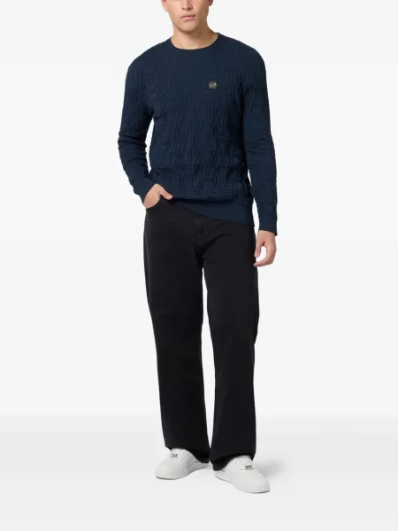 Pulover Philipp Plein din jacard albastru