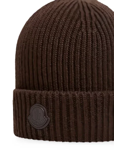 Căciulă Moncler tricotate cu autograf maro