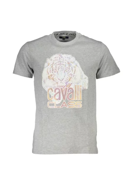 Tricou Cavalli Class cu imagine cu dungi de tigru gri
