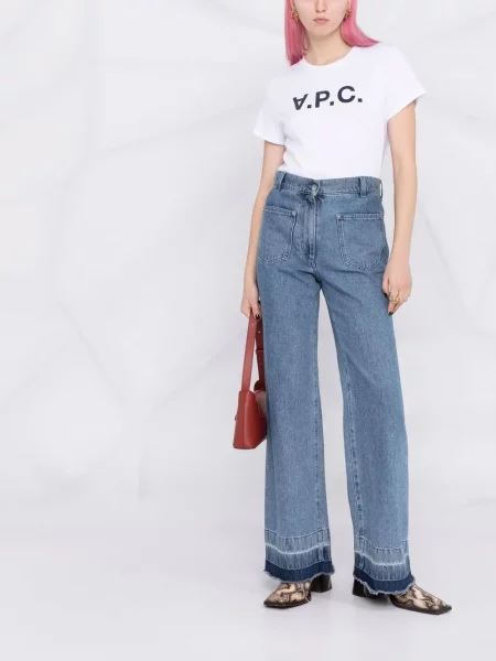 Raštuotas trumpas marškinėliai A.p.c. balta