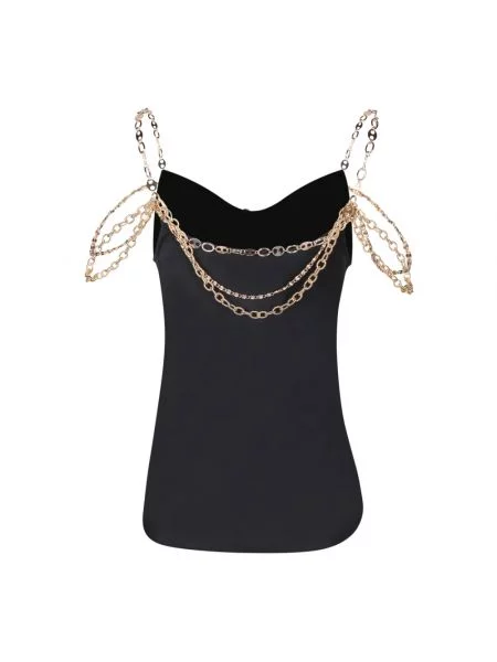 Satynowy top Paco Rabanne czarny