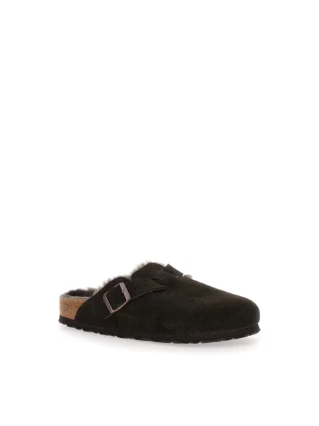 Klapki Birkenstock wełniane brązowe