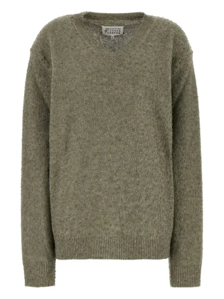 Pulover Maison Margiela cu decolteu în V verde