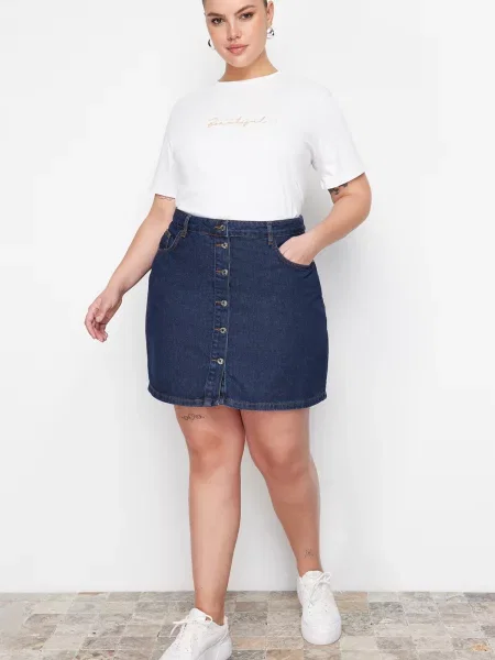 Fustă din denim Trendyol albastru