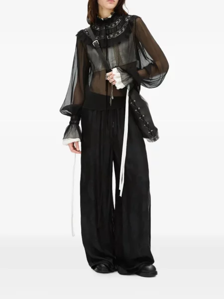 Σατέν παντελόνι Ann Demeulemeester paisley μαύρο