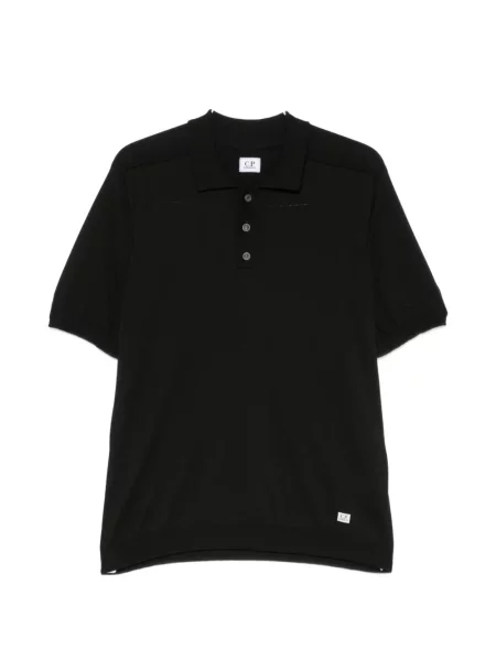 Tricou polo C.p. Company tricotate cu autograf negru