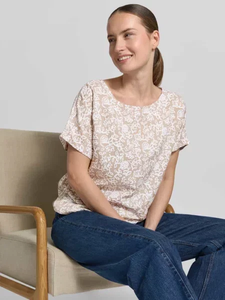 T-shirt o kroju relaxed fit z czystej Christian Berg Woman brązowa
