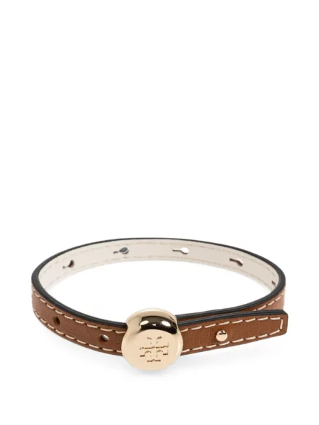 Brăţară Tory Burch din piele cu autograf maro