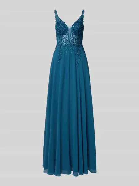 Sukienka wieczorowa z głębokim dekoltem w serek Luxuar Fashion