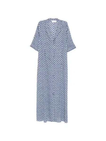 Rochie maxi Marina Rinaldi cu imagine cu imprimeu geometric de costum albastru