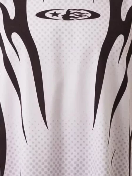 Lung tricou Hellstar cu imagine alb
