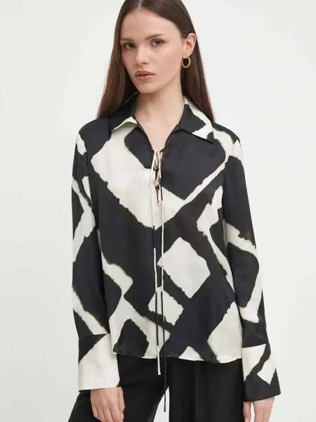 Блуза Sisley с десен черно