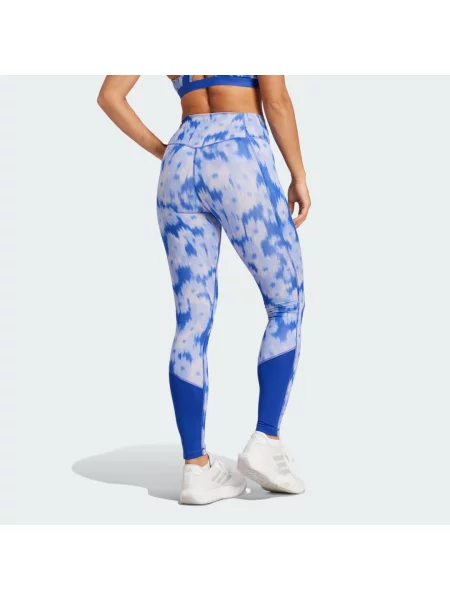 Legginsy Optime Essentials Allover Print Flower Tie-Dye niebieskie