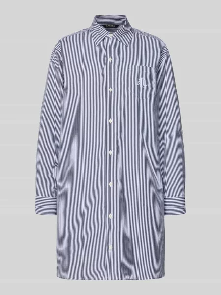 Koszula nocna z kieszenią na piersi Lauren Ralph Lauren granatowa