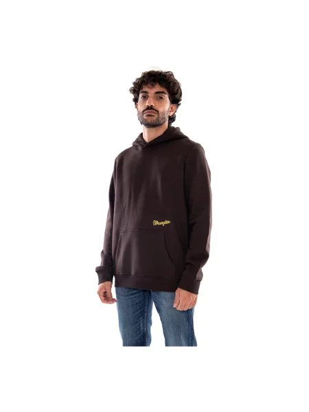 Haftowana bluza z kapturem Wrangler z kapturem brązowa