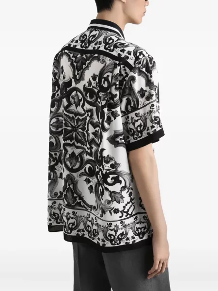 Cămașă Dolce & Gabbana de mătase cu imagine negru