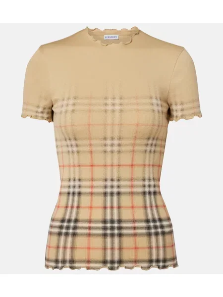 Top Burberry w kratkę beżowy